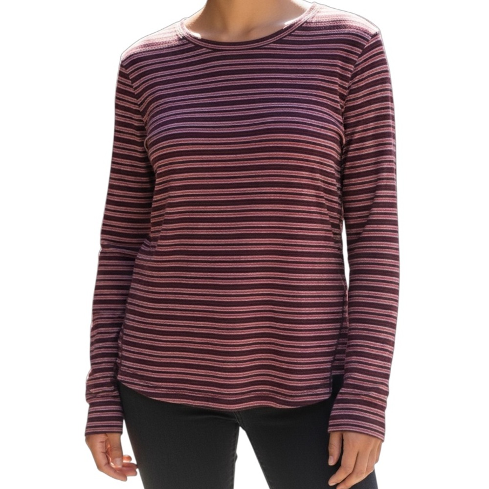 NWOT Basic Editions Women’s Size L Striped Long Sleeve Top